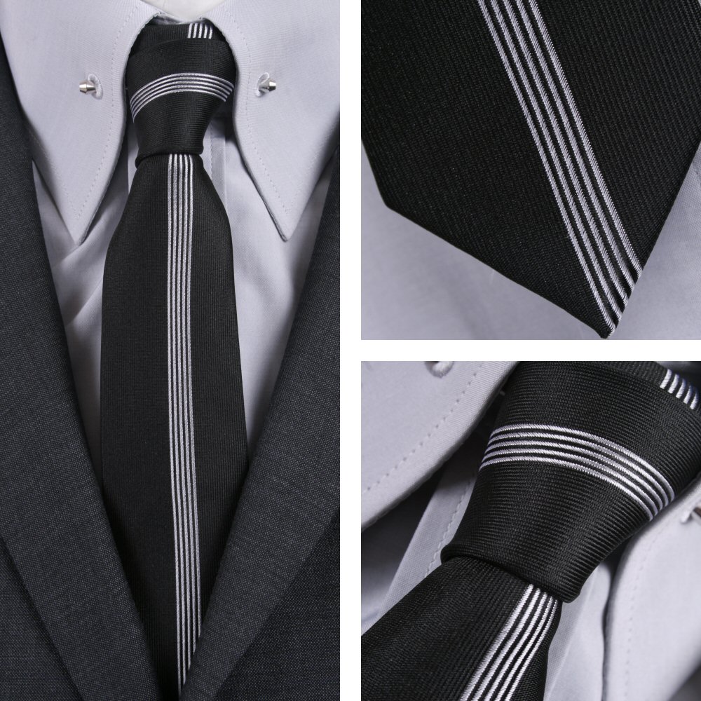 Knightsbridge Mod 60's Retro Vertical Stripe Slim Pointed End Knitted